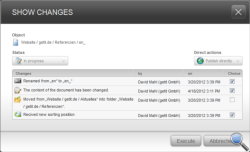 Publish the marked changes to a Document